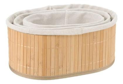 Imagem de Kit 3 Cestos Organizadores Bambu Multiuso Banheiro Brinquedo