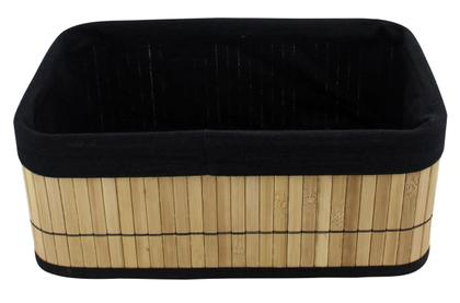 Imagem de Kit 3 Cestos Organizadores de Bambu com Forro Preto Removível Casita