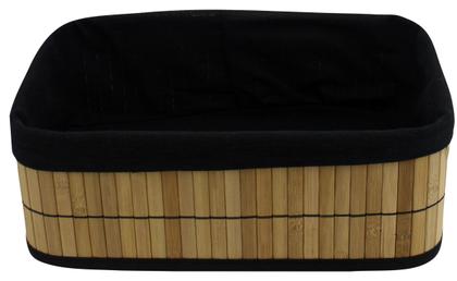 Imagem de Kit 3 Cestos Organizadores de Bambu com Forro Preto Removível Casita