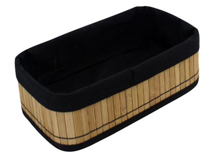 Imagem de Kit 3 Cestos Organizadores de Bambu com Forro Preto Removível Casita