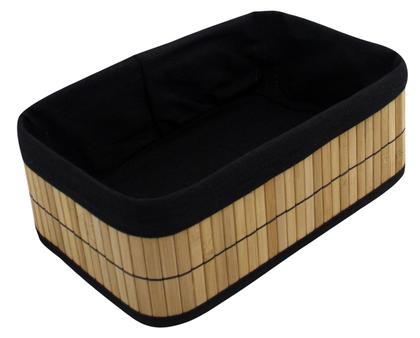 Imagem de Kit 3 Cestos Organizadores de Bambu com Forro Preto Removível Casita