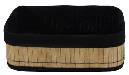 Imagem de Kit 3 Cestos Organizadores de Bambu com Forro Preto Removível Casita