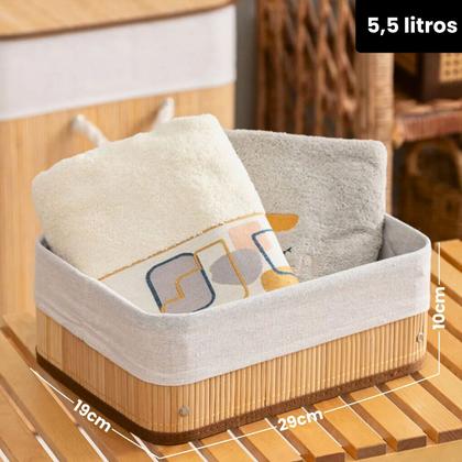 Imagem de Kit 3 Cestos Organizadores de Bambu Multiuso com Forro