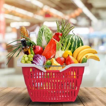 Imagem de Kit 3 Cestos Para Mercado Compras Decoração 12 Litros Com Alças Azul / Branco / Marrom / Preto / Vermelho