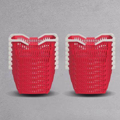 Imagem de Kit 3 Cestos Para Mercado Compras Decoração 12 Litros Com Alças Azul / Branco / Marrom / Preto / Vermelho