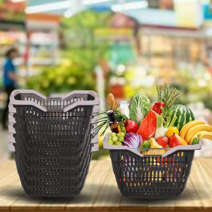 Imagem de Kit 3 Cestos Para Mercado Compras Decoração 12 Litros Com Alças Azul / Branco / Marrom / Preto / Vermelho