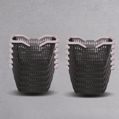 Imagem de Kit 3 Cestos Para Mercado Compras Decoração 12 Litros Com Alças Azul / Branco / Marrom / Preto / Vermelho