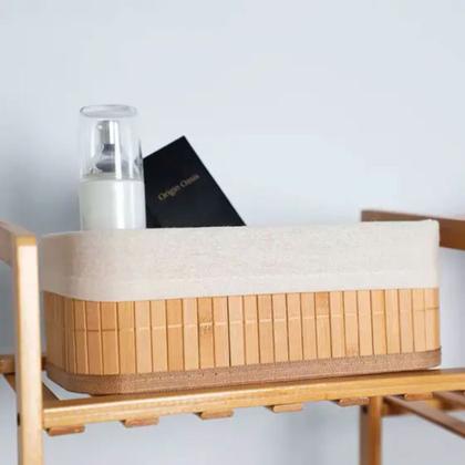 Imagem de Kit 3 Cestos Retangular de Bambu com Forro