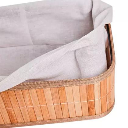 Imagem de Kit 3 Cestos Retangular de Bambu com Forro