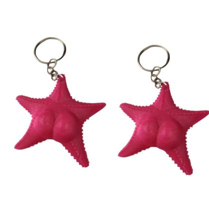 Imagem de Kit 3 Chaveiros Estrela-do-Mar Divertida  Modelo Bunduda” Criativo e Colecionável