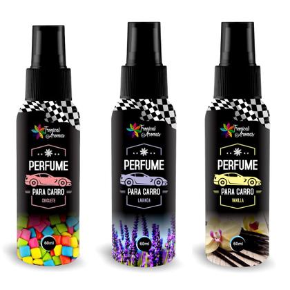 Imagem de Kit 3 Cheirinhos Para Carro 60ml Aromatizador Tropical Aroma