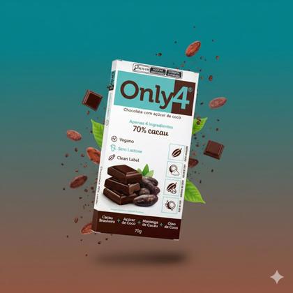 Imagem de Kit 3 chocolate 70% cacau vegano acucar de coco 70g only4