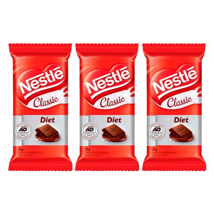 Imagem de Kit 3 Chocolate Nestlé Classic Diet com 25g