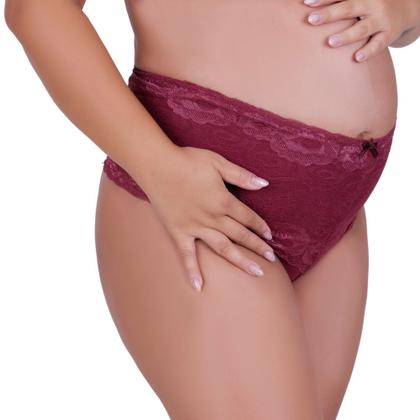 Imagem de Kit 3 Cinta de Algodão com Detalhe em Renda Calcinha Cós Alto Gestante Karen