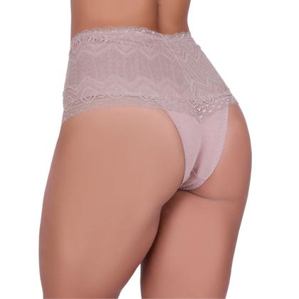 Imagem de Kit 3 Cinta de Algodão com Detalhe em Renda Calcinha Cós Alto Modeladora Karen- c3 KAREN