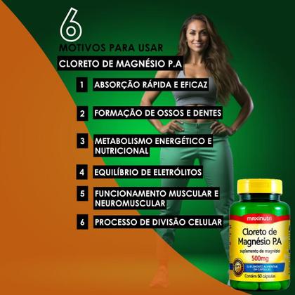 Imagem de kit 3 Cloreto de Magnésio P.A 500mg 60 Cápsulas Maxinutri