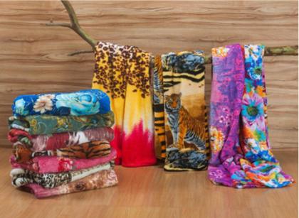 Imagem de KIT 3 Cobertor Manta Casal Estampada Microfibra