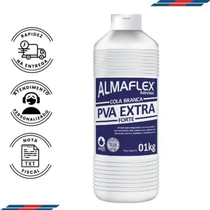 Imagem de Kit 3 Cola Pva Extra Forte Branca 1kg Madeira Mdf Concreto Almaflex