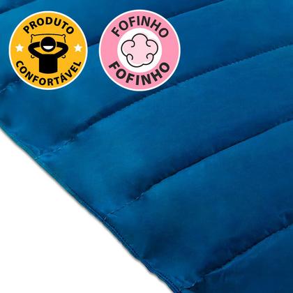 Imagem de Kit 3 Colchonetes Solteiro 190x60cm Camping Com Bolsa Para Transporte Xadrez Azul - Emcompre