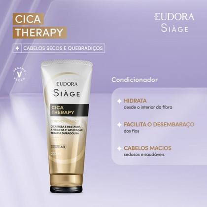 Imagem de Kit 3 Condicionador Reconstrução Reparação Cica Therapy Restauração Capilar 200ml Eudora Siàge