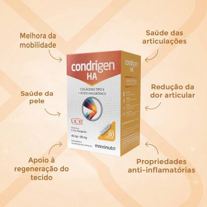Imagem de Kit 3 Condrigen H.A. Colágeno Tipo 2 + Ácido Hialurônico 30 Cáps Maxinutri