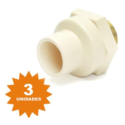 Imagem de Kit 3 Conector 22mm 3/4 Luva Transição Água Quente Cpvc Tubo