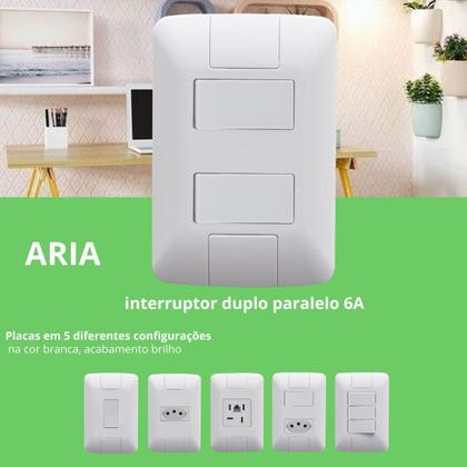 Imagem de Kit 3 Conjunto Aria 4x2 2 Interruptores Paralelo 6A 250v