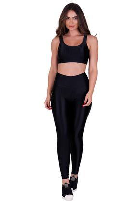 Imagem de Kit 3 Conjunto Calça Legging e Top com Bojo Removível 3D Academia Fitness Barbara CINZA PRETO AZUL PETRÓLEO