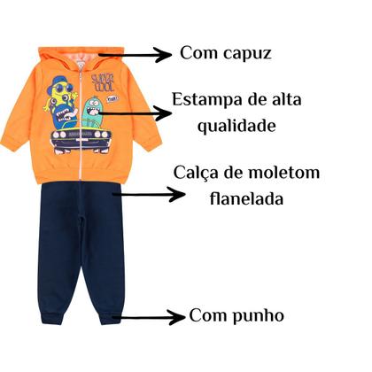 Imagem de Kit 3 Conjunto de Moletom Infantil Zíper e Capuz Menino