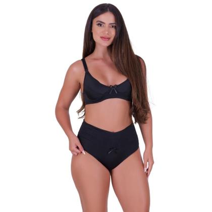 Imagem de Kit 3 Conjunto de Pós Parto Sutiã Amamentação e Calcinha Cós Alto -c15 KIT 3 JOLIE PRETO ROSA AZUL