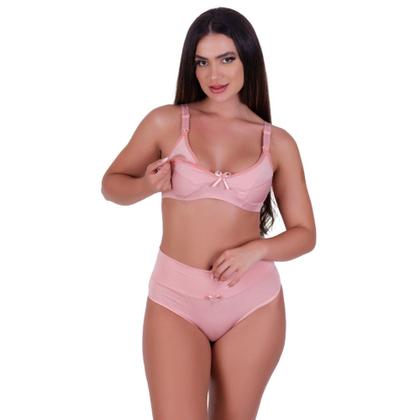 Imagem de Kit 3 Conjunto de Pós Parto Sutiã Amamentação e Calcinha Cós Alto -c15 KIT 3 JOLIE PRETO ROSA AZUL