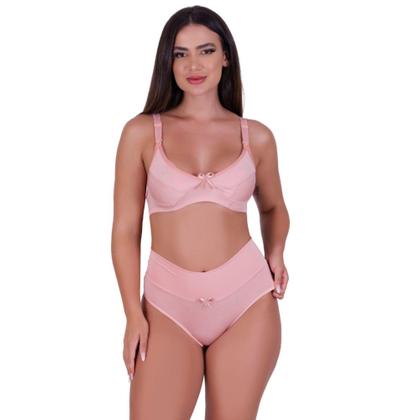 Imagem de Kit 3 Conjunto de Pós Parto Sutiã Amamentação e Calcinha Cós Alto -c15 KIT 3 JOLIE PRETO ROSA AZUL