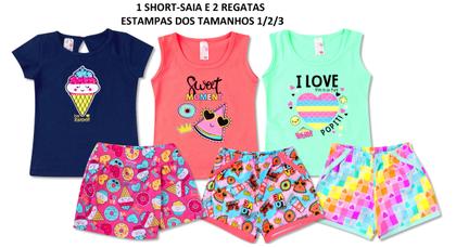 Imagem de Kit 3 Conjunto Infantil Feminino Roupa de Verão Menina