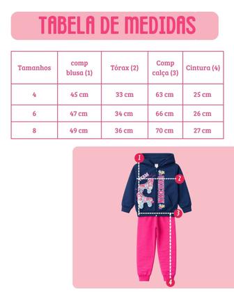 Imagem de Kit 3 Conjunto Infantil Menina Moletom Flanelado Capuz Zíper Punho Roupa Inverno Feminino 4-8