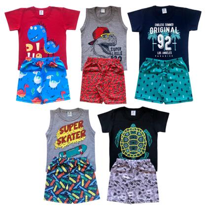 Imagem de Kit 3 Conjunto Infantil Menino Roupa Verão Tamanho 2 ao 10