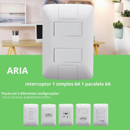 Imagem de Kit 3 Conjunto Interruptor Simples + Paralelo 6a Tramontina