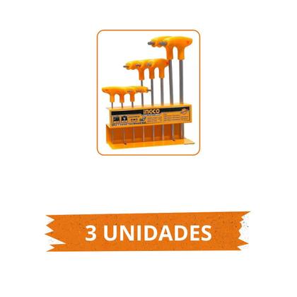 Imagem de Kit 3 Conjunto Jogo de Chaves Tipo T Torx 8 Peças Ingco