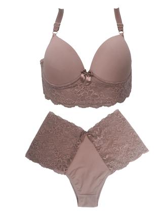 Imagem de Kit 3 Conjunto Plus Size Luxo Poliamida com Renda Lingerie Reforçado Conforto