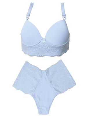 Imagem de Kit 3 Conjunto Plus Size Luxo Poliamida com Renda Lingerie Reforçado Conforto