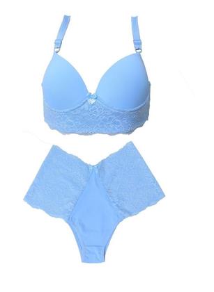 Imagem de Kit 3 Conjunto Plus Size Luxo Poliamida com Renda Lingerie Reforçado Conforto