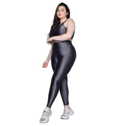 Imagem de KIT 3 Conjunto Top e Calça Plus Size New Zig 3D WLS Modas Bojo Compressão Academia Moda Fitness