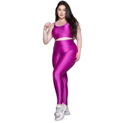 Imagem de KIT 3 Conjunto Top e Calça Plus Size New Zig 3D WLS Modas Bojo Compressão Academia Moda Fitness
