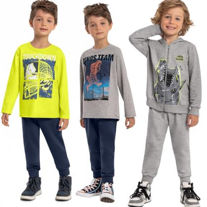 Imagem de Kit 3 Conjuntos de Moletom Infantil Menino 4 ao 10 anos