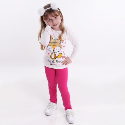 Imagem de Kit 3 Conjuntos Femininos Roupas Infantil Blusas e Calças Legging Meia Estação