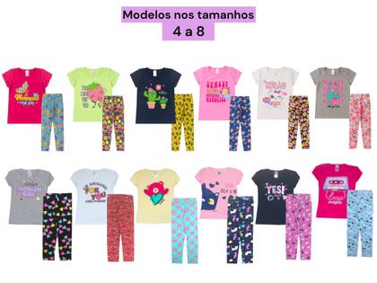 Imagem de Kit 3 Conjuntos Infantil Juvenil Menina com Camiseta e Legging 1 a 16