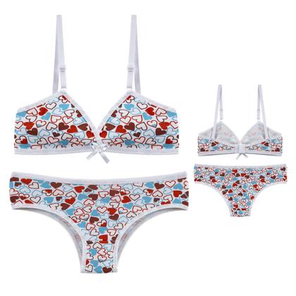 Imagem de Kit 3 Conjuntos Infantil Lingerie Calcinha e Sutian sem Bojo Menina Moça Conforto Algodão Cotton