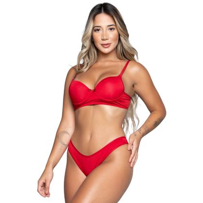 Imagem de Kit 3 Conjuntos Lingerie Básico Vekyo Calcinha e Sutiã Com Bojo
