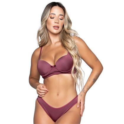 Imagem de Kit 3 Conjuntos Lingerie Básico Vekyo Calcinha e Sutiã Com Bojo