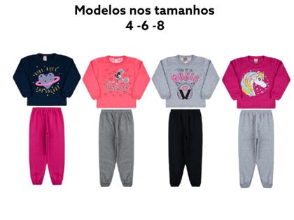 Imagem de Kit 3 Conjuntos Moletom Infantil Feminino Inverno