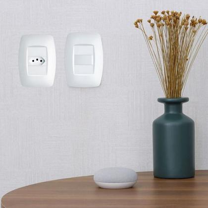 Imagem de Kit 3 Conjuntos Tomada 10A e 1 Interruptor Simples Elegance
